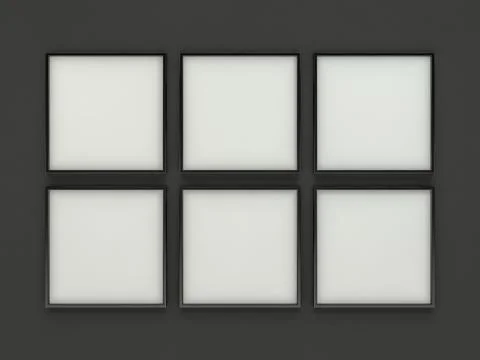 White blank photo square frame mockup over background. 3D Stock Illustration