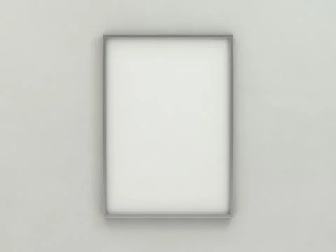 White blank photo vertical frame mockup over background. 3D Stock Illustration