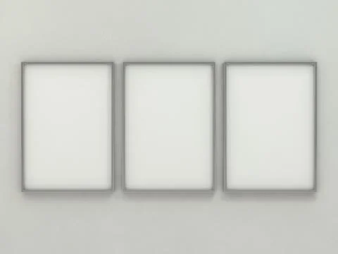 White blank photo vertical frame mockup over background. 3D Stock Illustration