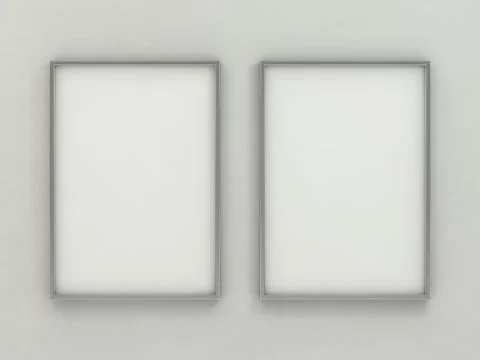 White blank photo vertical frame mockup over background. 3D Stock Illustration