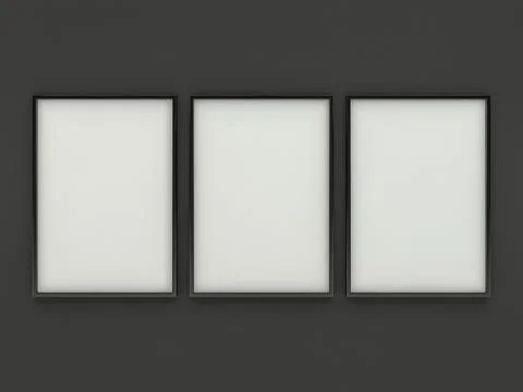 White blank photo vertical frame mockup over background. 3D Stock Illustration