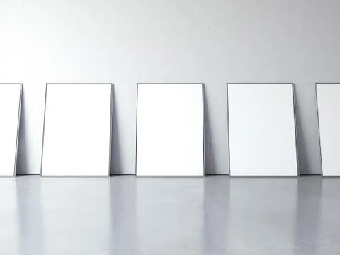 White blank picture frames. 3d rendering Illustrazione stock