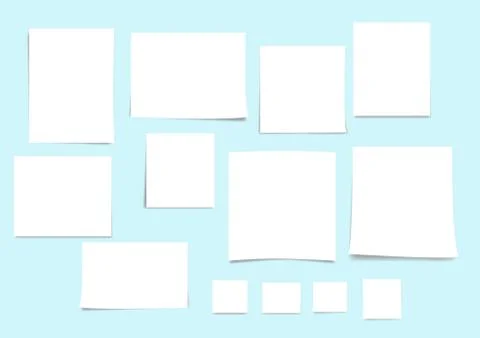 White blank post-it notes or white paper notes vector illustration Illustrazione stock