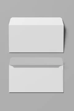 White blank postal envelopes on gray background. 3D rendering illustration Stock Illustration