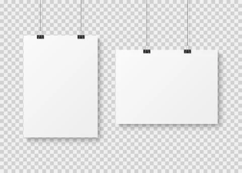White blank poster template. Presentation wall paper posters, photo canvas clean Stock Illustration