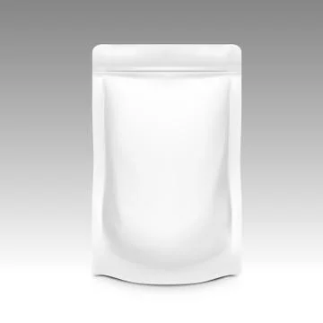 White Blank Pouch With Zipper. Pack For Sauce, Mayonnaise Or Ketchup イラスト素材