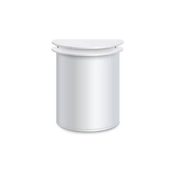 White blank promo stand with rounded shape and double counter top, realistic Stock Illustration