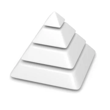 White blank pyramid 4 levels stack chart Stock Illustration