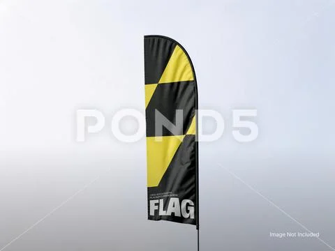 White Blank Realistic Feather Flag Mockup for Event Sponsorship 3D Rendering PSD Template