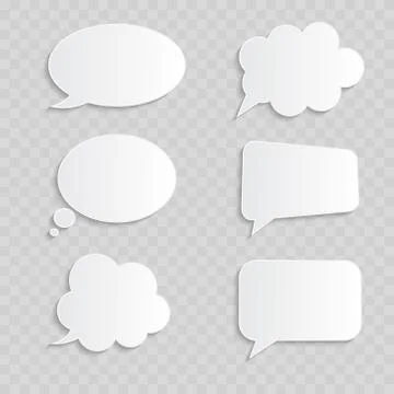 White blank retro speech bubbles set on transparent background. Vector Stock Illustration