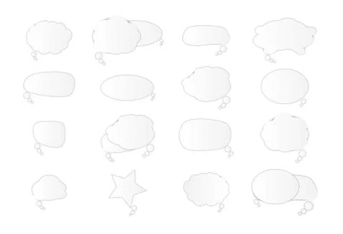 White blank retro speech bubbles set on white background. Vector Illustration Illustrazione stock