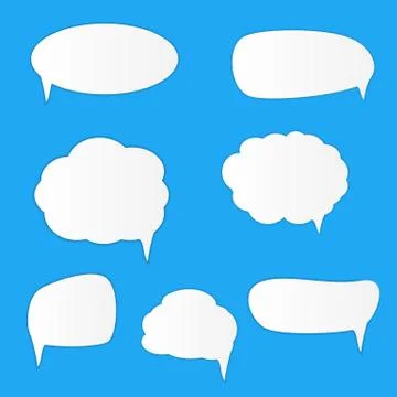White blank retro speech bubbles set on blue background.  Illustration Stock Illustration