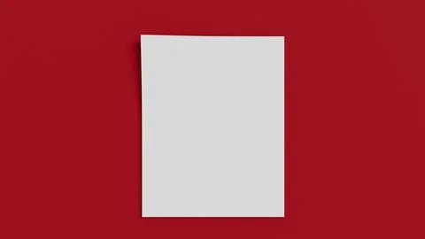 A white blank sheet of paper on a red background with a shadow as a templat.. Stock Photos