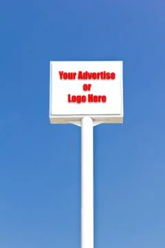 White blank sign against blue sky, useful for any advertise or logo Stock Photos