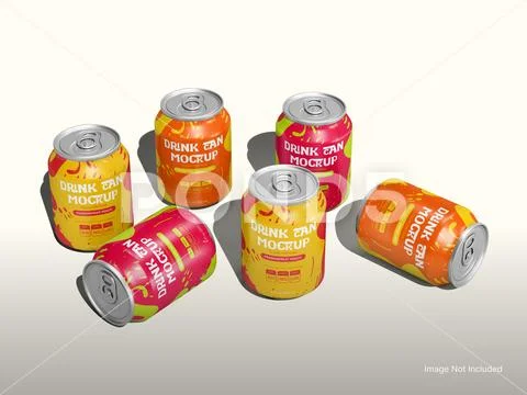 White Blank Soda Can Mockup Drink Packaging 3D Rendering PSD Template