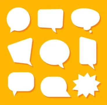 White blank speech bubbles isolated vector set. Illustration of cloud bubble Stock Illustration