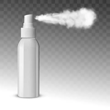 White Blank Sprayer Bottle. Side View With Spray Stock Illustration