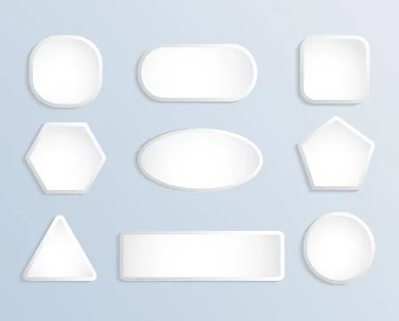 White blank square and round button stock vector set Stock Illustration
