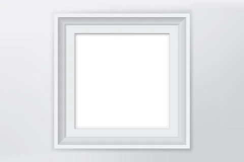 White Blank Square Frame Vector Illustration on Wall Stock Illustration