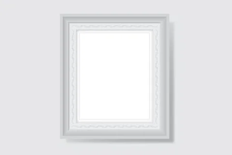 White Blank Square Frame Vector Illustration on Wall Stock Illustration