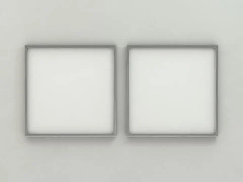 White blank square photo frame mockup over background. 3D Stock Illustration