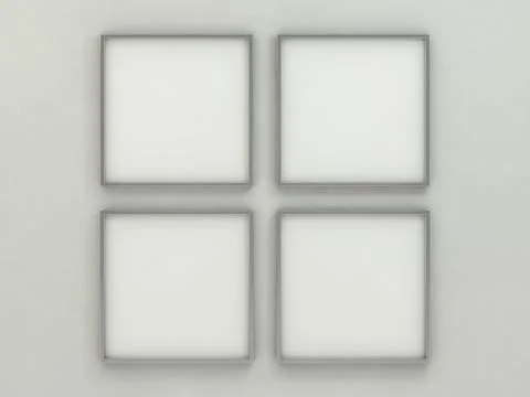 White blank square photo frame mockup over background. 3D Stock Illustration