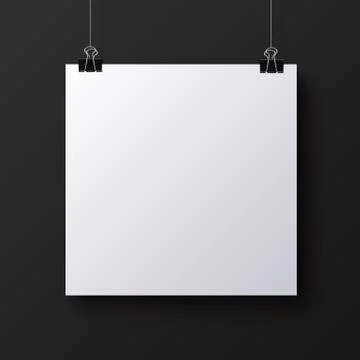 White blank square sheet of paper, vector mock-up Stock Illustration