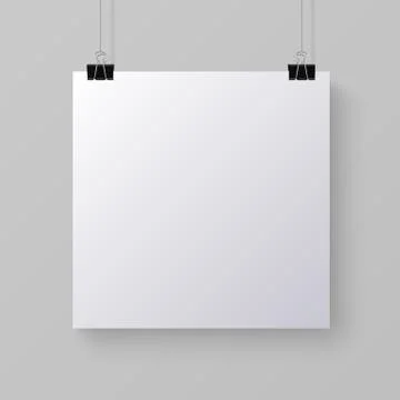 White blank square sheet of paper, vector mock-up Stock Illustration