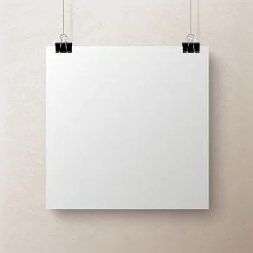 White blank square sheet of paper, vector template Stock Illustration