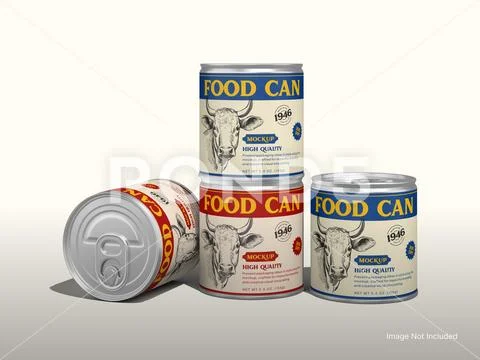 White Blank Stacked Can mockup 3D Redering on White Background PSD Template