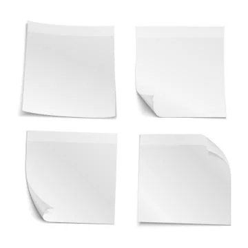White blank stick note papers vector collection Stock Illustration