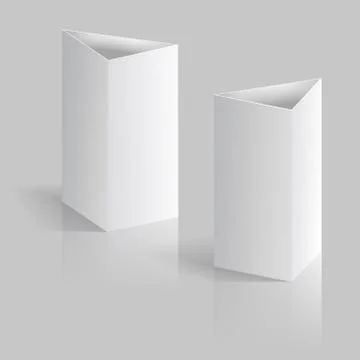 White blank table tent vertical triangle cards isolated on gray background with Stock Illustration