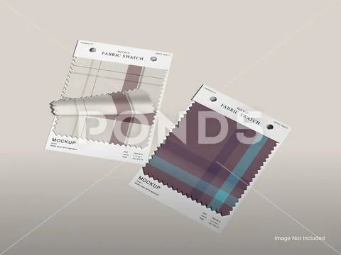 White Blank Textile Sample Swatch Mockup 3D Rendering on Gray Background Modello PSD