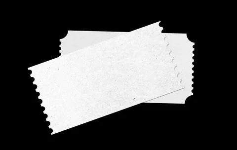 White blank ticket with paper pattern texture for mockup design. isolated ticket Stock Photos