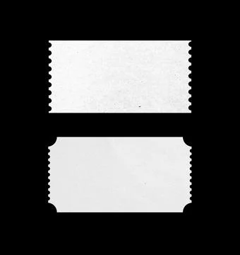 White blank ticket with paper pattern texture for mockup design. isolated ticket Stock Photos