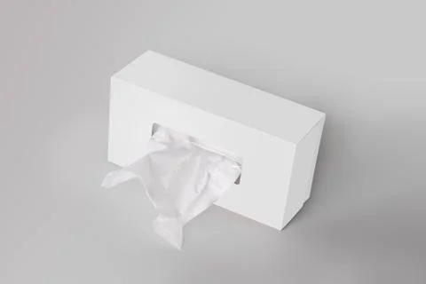 White blank tissue box on gray background with facial tissue concept series Ilustración de archivo