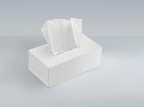 White blank tissue box on light blue background with facial tissue for print Иллюстрация