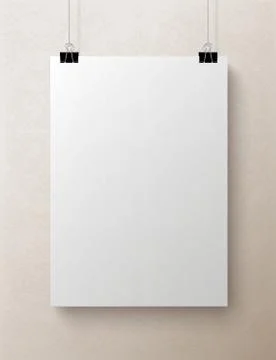 White blank vertical sheet of paper, vector mock-up Stock Illustration