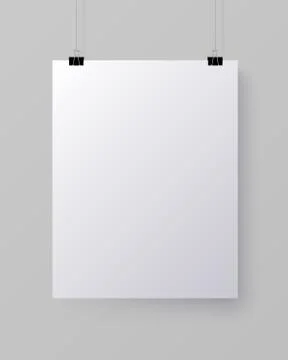 White blank vertical sheet of paper, vector mock-up Stock Illustration