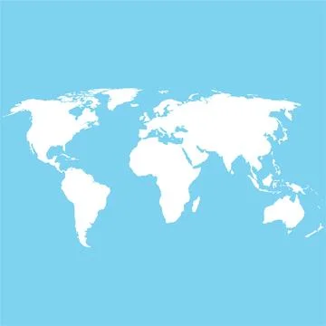 White blank world map. world map on blue background. generalized world map. Illustrazione stock