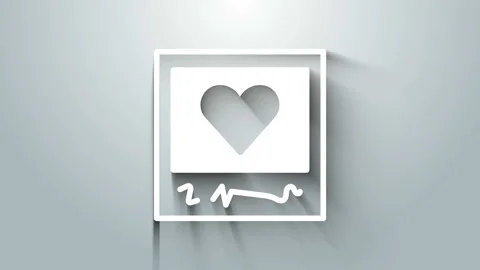 White Blanks photo frames and hearts icon isolated on grey background Stock Footage 145917668
