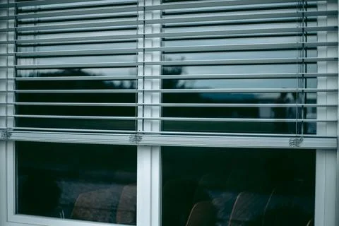 White blinds on new plastic windows Stock Photos