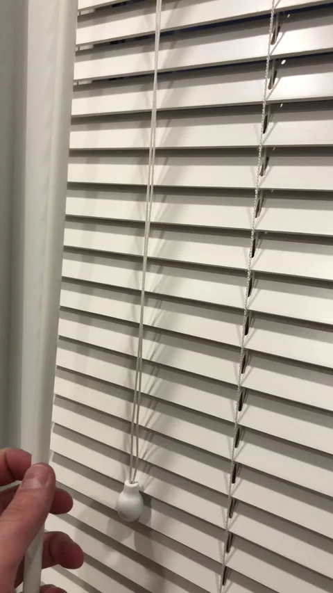 White blinds On A Window Being Opened 库存影片 203935984