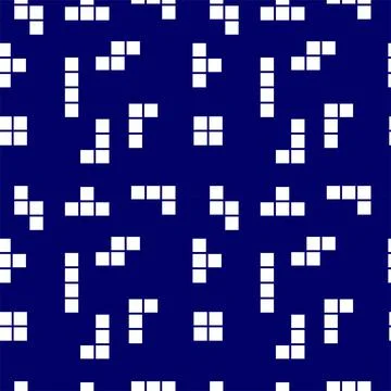 White Block Brick Shape Illustration in Dark Blue Background. Seamless Patt.. 스톡 일러스트
