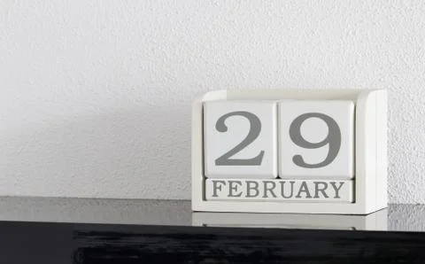 White block calendar present date 29 and month February Stock Photos