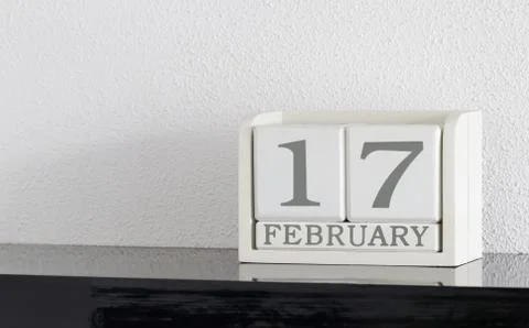 White block calendar present date 17 and month February Stock Photos