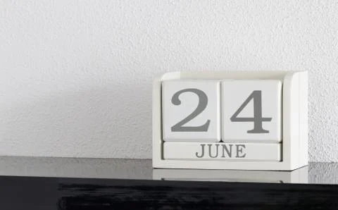 White block calendar present date 24 and month June Stock Photos