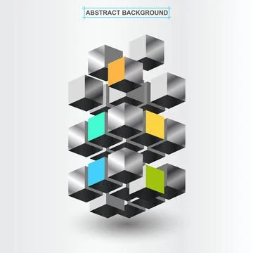 White blocks. 3d modeling cubes, business presentation.Vector illustration. Stock Illustration