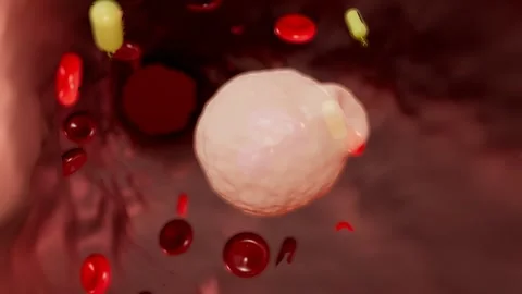 White Blood Cell Chases Down A Rod Bacterium And Engulfs It In The Bloodstream Stock Footage 344537548