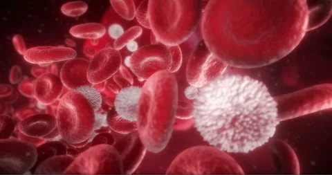 White Blood Cells, Also Called Leukocytes, and Red Blood Cells in an Artery. Stock Footage